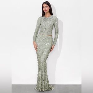 Alice Olivia New Delaina Top Size M  + Charity Skirt Size 6 In Sea Spray $2,656.